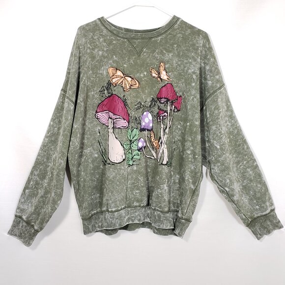 No Boundaries Sweatshirt XL  Pullover Mushrooms Tie Dye Recycled - Picture 1 of 5